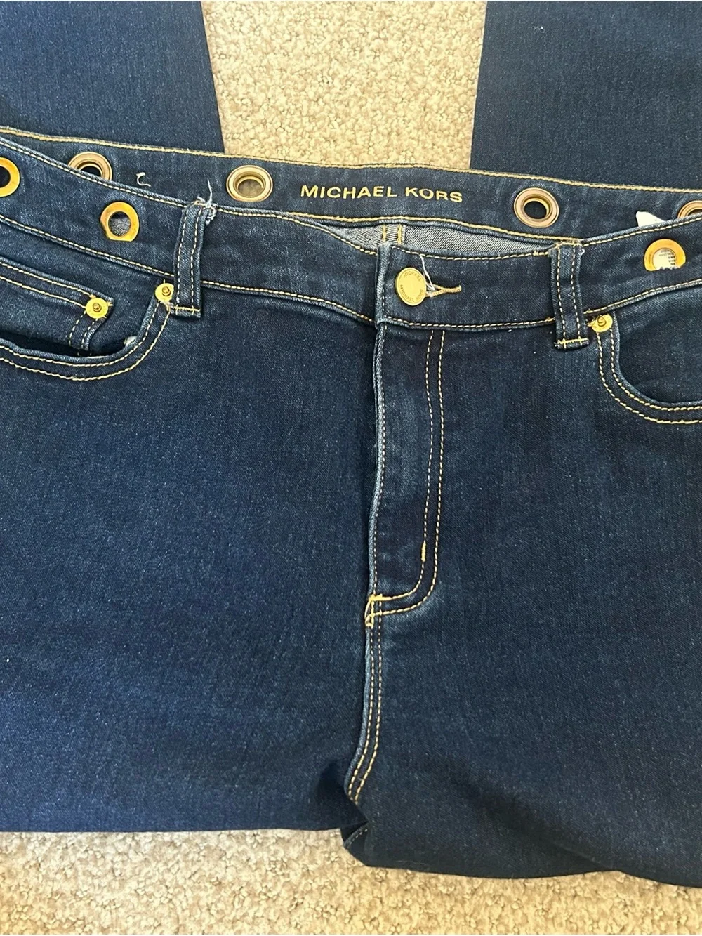 Michael Kors Dark Blue High-Rise Straight Jeans